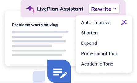 Options to enhance your writing with LivePlan Assistant