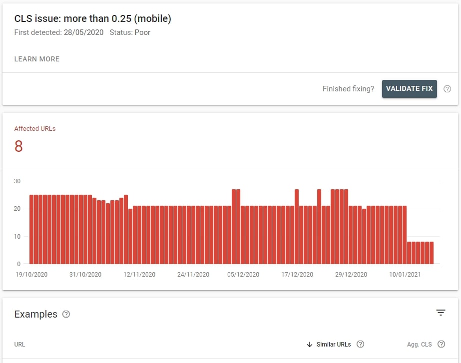 How to analyze CLS in Google Search Console