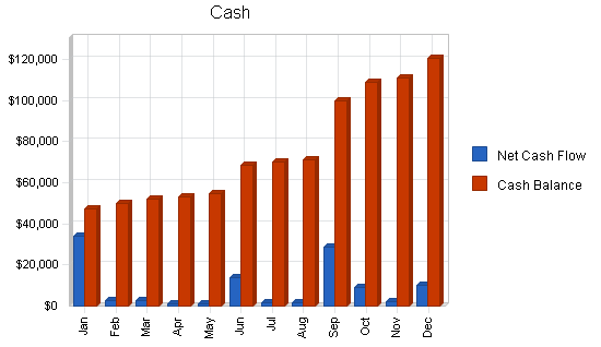 Driving school business plan, financial plan chart image