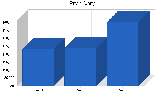 Bowling center business plan, financial plan chart image