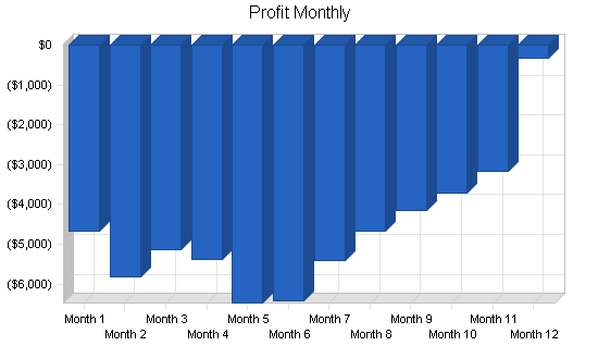 Sports clothing retail shop business plan, financial plan chart image