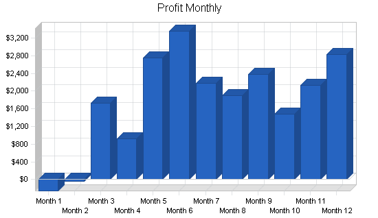 Dance studio business plan, financial plan chart image