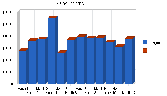 Lingerie shop business plan, strategy and implementation summary chart image