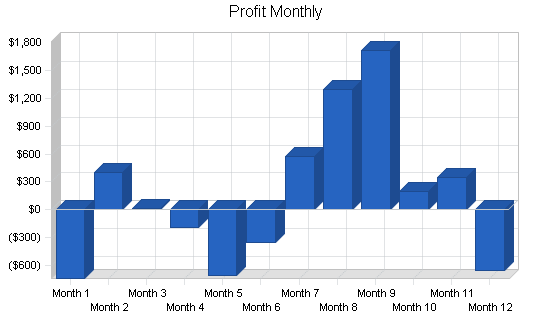 Gift shop business plan, financial plan chart image