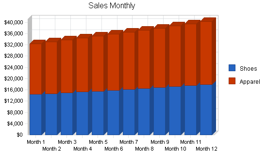 Sports equipment retail business plan, strategy and implementation summary chart image