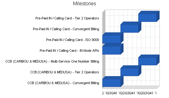 Telecommunications products business plan, strategy and implementation summary chart image