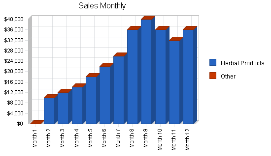 Cosmetic herbal sundries business plan, strategy and implementation summary chart image