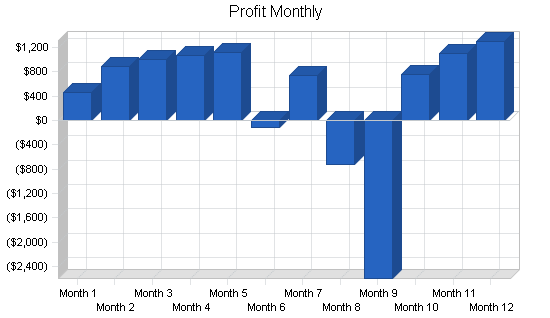 Sports equipment cafe business plan, financial plan chart image