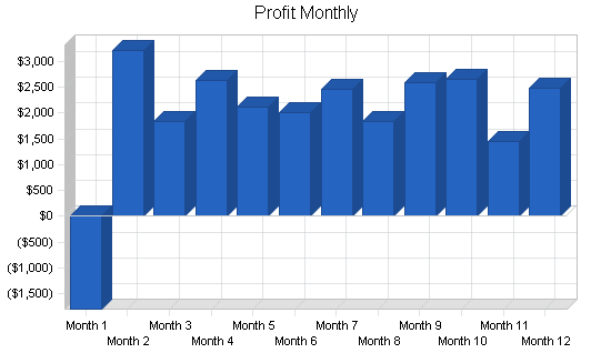 Pizzeria business plan, financial plan chart image