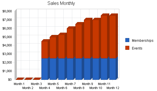 Membership social events business plan, strategy and implementation summary chart image