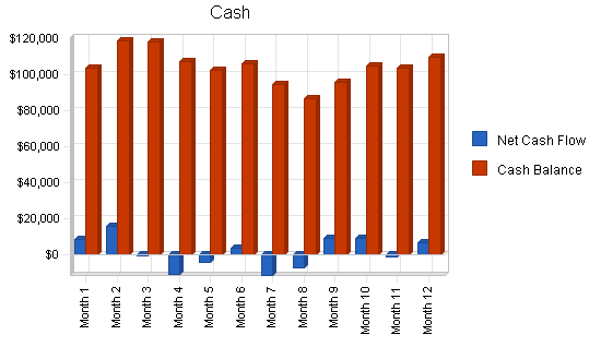 Retail bicycle shop business plan, financial plan chart image