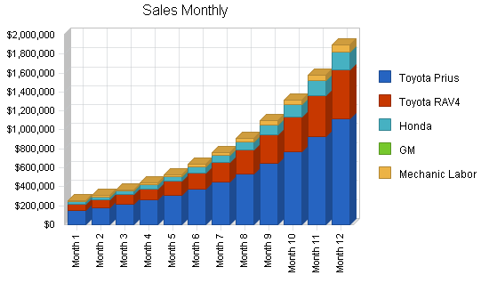 Sbp, environmental car dealership business plan, strategy and implementation summary chart image