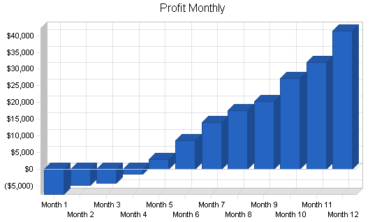 Health club business plan, financial plan chart image