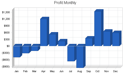 Karate business plan, financial plan chart image