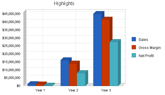 Medical services management business plan, executive summary chart image