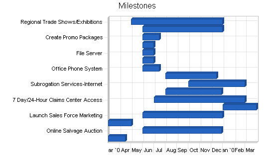 Auto insurance claims business plan, strategy and implementation summary chart image