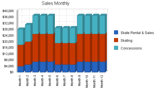 Roller skate rink business plan, strategy and implementation summary chart image