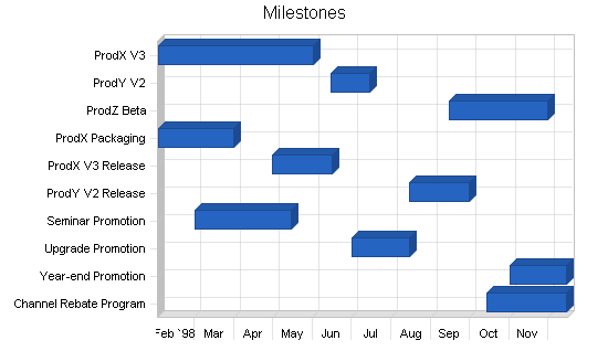 Software publisher business plan, strategy and implementation summary chart image