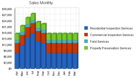 Business property inspection business plan, strategy and implementation summary chart image