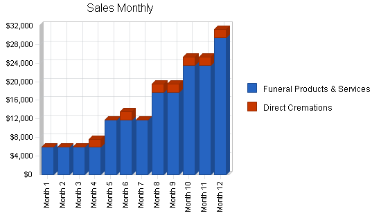 Funeral home business plan, strategy and implementation summary chart image