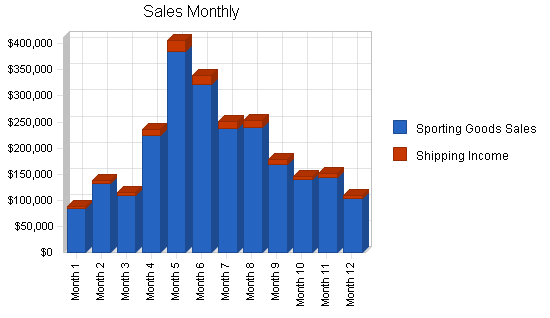 Sporting goods retail store business plan, strategy and implementation summary chart image