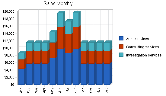 Auditing and consulting business plan, strategy and implementation summary chart image