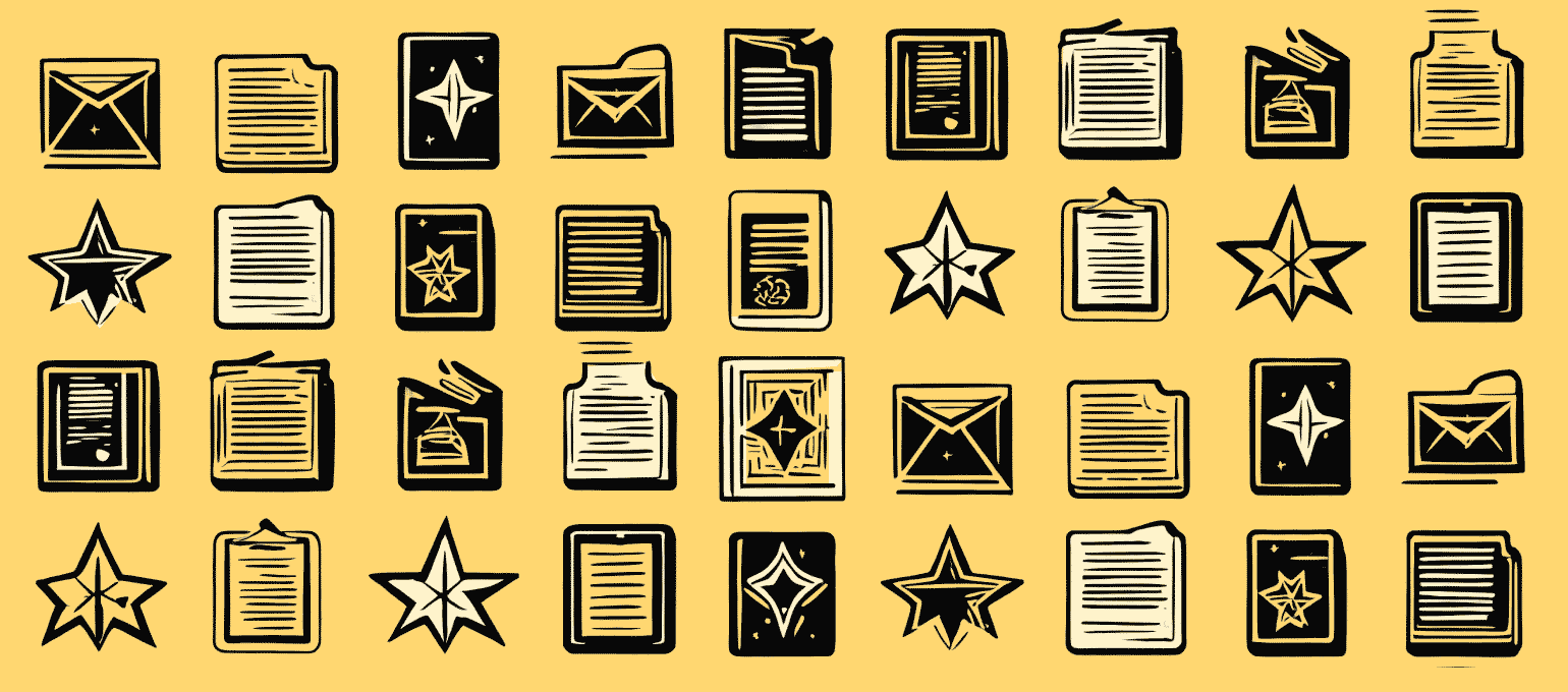 Illustration of various business documents and star icons on a yellow background, representing the essential components of a well-structured business plan.