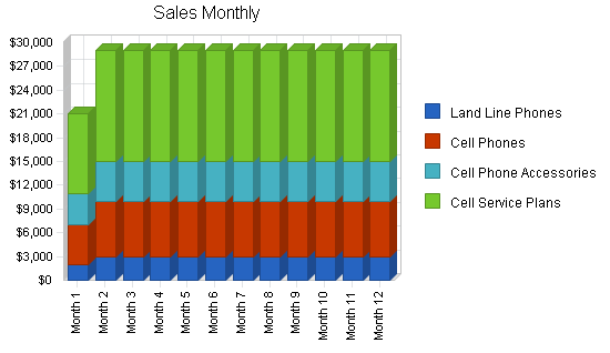 Telephone sales business plan, strategy and implementation summary chart image