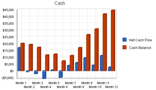 Baseball batting cages business plan, financial plan chart image