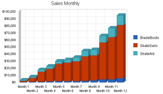 Inline skating products business plan, strategy and implementation summary chart image