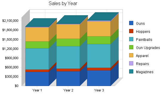 Paintball products retail business plan, strategy and implementation summary chart image