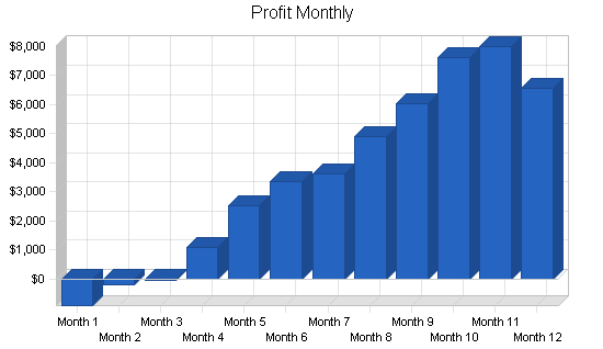 Massage products business plan, financial plan chart image