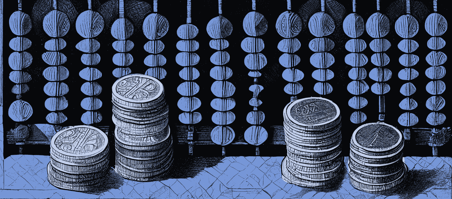 Abacus sitting behind stacks of coins. Represents effectively measuring and managing your business finances.