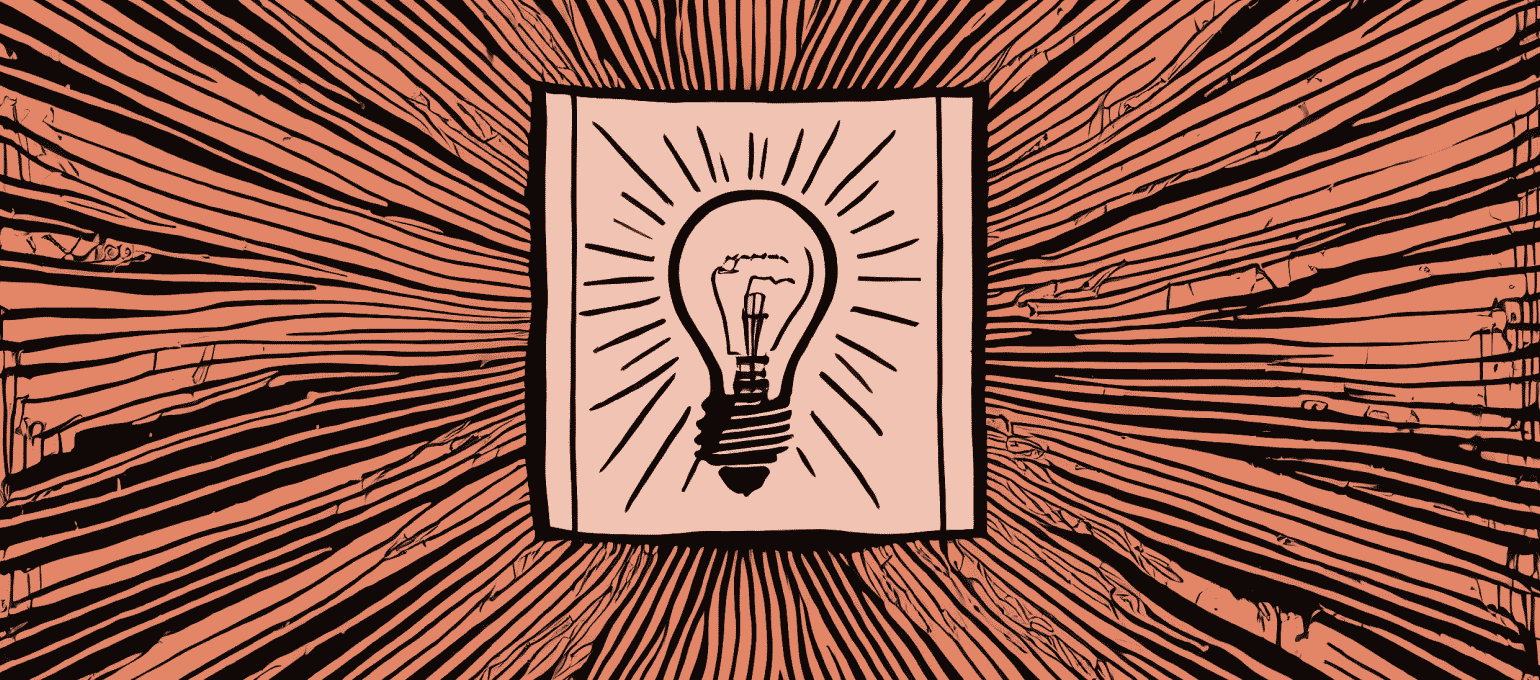 Single piece of paper with a lightbulb. Represents writing down your full business idea on a single page.