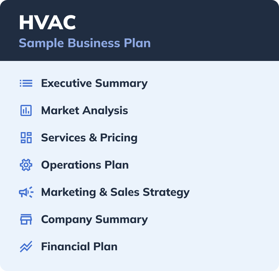 A sample HVAC business plan outline.