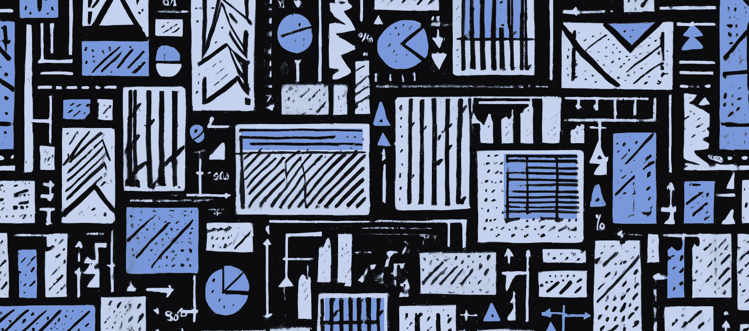 Overlapping files, folders, charts, graphs, and documents. Represents the information included in a business plan appendix.